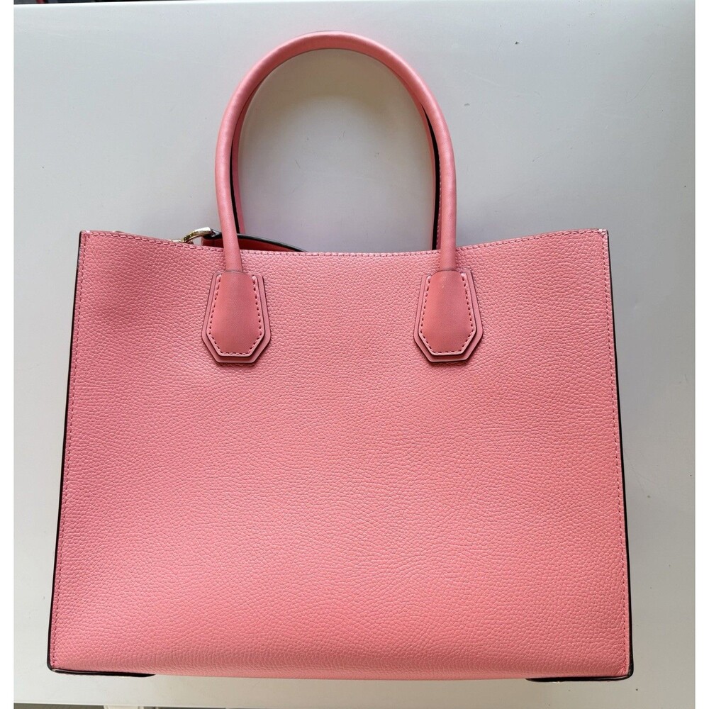 NWT Michael Kors Mercer Large Accordion Tote Pebbled Leather Grapefruit Pink - Picture 4 of 16